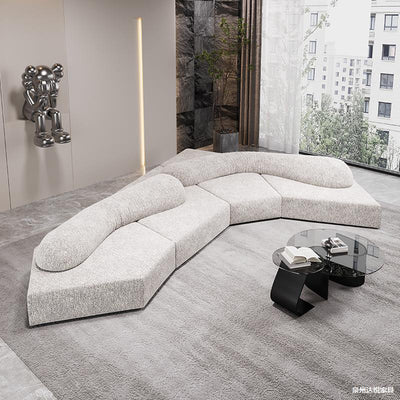 Italian rock fabric sofa - irregular modular sofa set for large villas and apartments - custom shaped sectional for high-rise living spaces