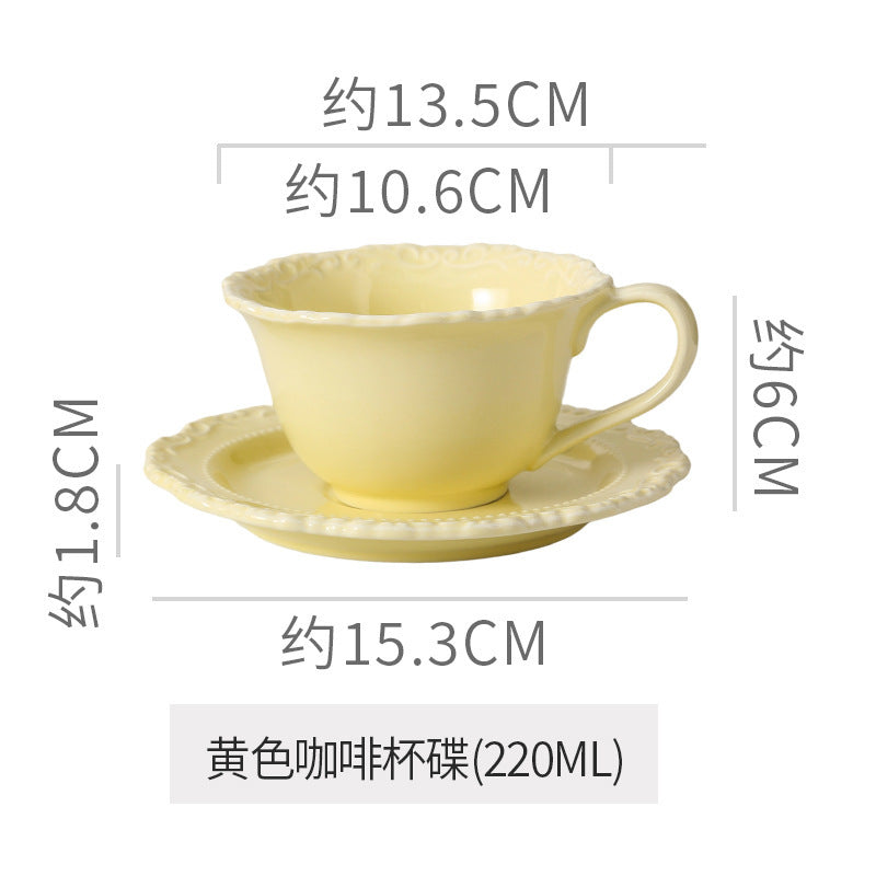 European minimalist style ceramic milk and water cup, perfect for office afternoon tea or coffee. exquisite embossed ceramic cup and saucer set