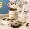 304 stainless steel multi-layer insulated lunch box bowl - portable, airtight, large capacity with rice bucket, detachable round bento box
