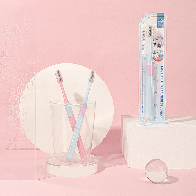 Yakeling Orthodontic Toothbrush Special for Straightening Teeth Soft Hair Wear Braces Adult U-Shaped Small Head Toothbrush Braces Seam Brush