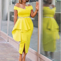 D3070 autumn plus size fashion women's elegant commute high waist midi dress european and american export dress cross-border formal wear