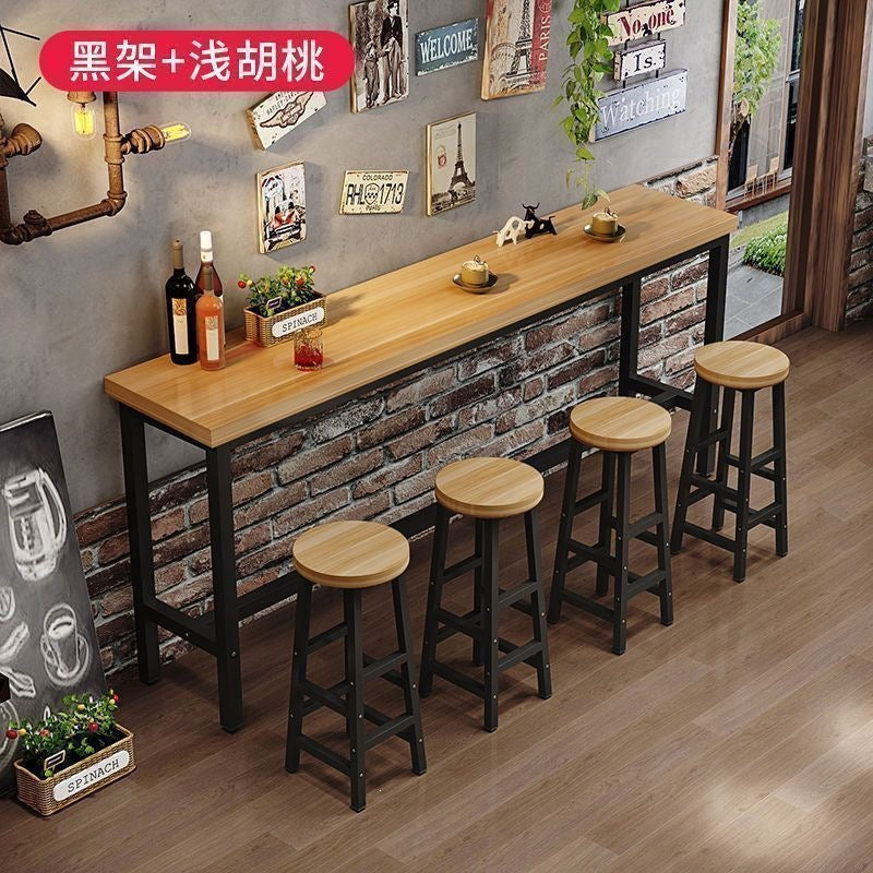 Factory direct industrial style bar table set - thickened composite board, steel frame, high-top bar table and stool combination