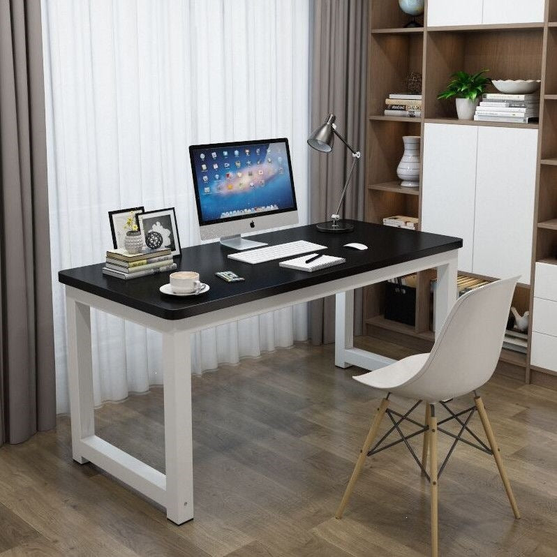 Rounded corner computer desk - desktop home student study table - commercial bean bag desk - modern minimalist office desk