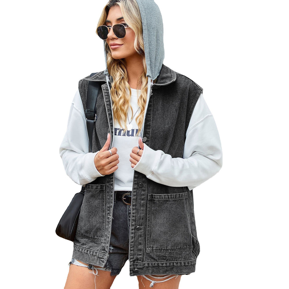 Ebay european and american cross-border women's clothing  new loosecasualtops denim vest waistcoat  vest trendy