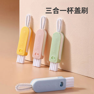 Insulated cup lid gap cleaning brush cup handy gadget cup brush multi-function three-in-one groove bottle mouth for home