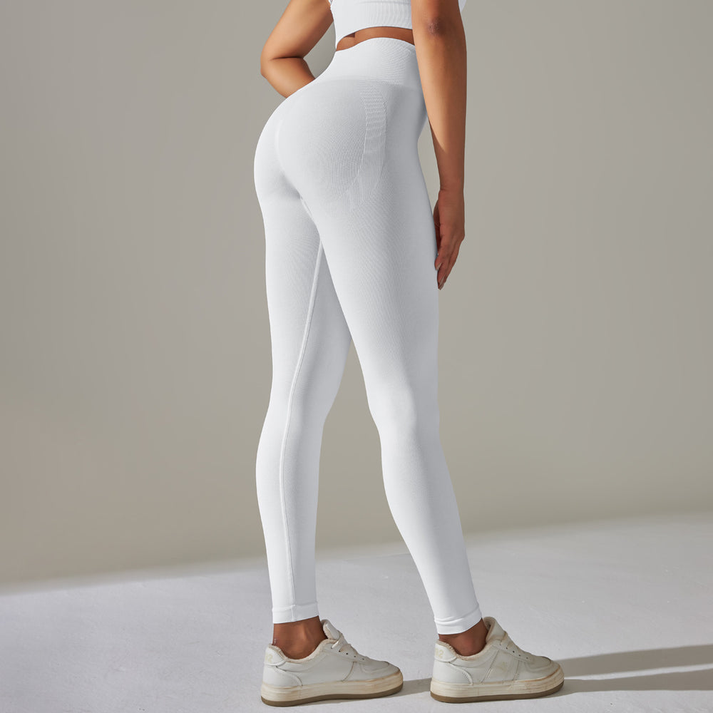 fashion tight seamless knitting hip lifting high waist abdominal pure color yoga pants sports running fitness nine-point pants