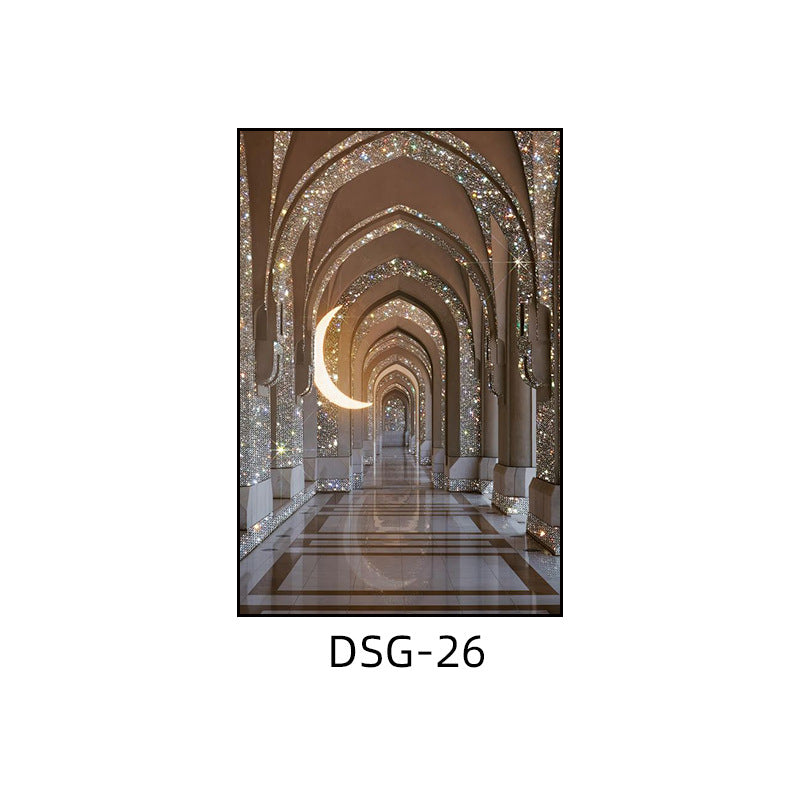 Modern light luxury decorative painting flash diamond figure art clothing store fashion hanging painting bedroom living room paris architecture mural