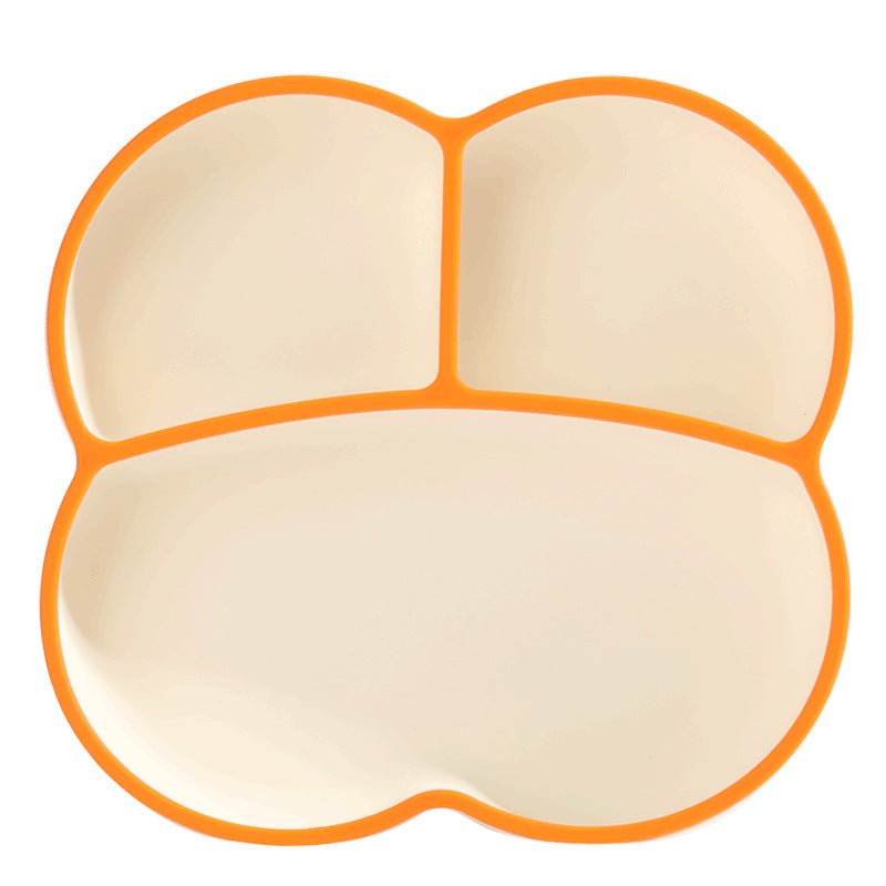 Baby plate silicone suction cup all-in-one independent eating three-compartment children's tableware suit complementary food bowl wholesale