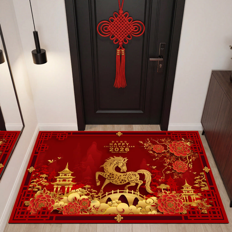 2026 year of the horse new year spring festival red doormat festive entrance mat entrance foot mat dust removal doorway carpet