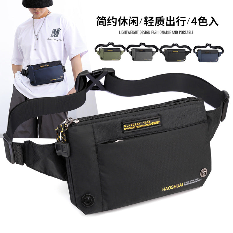 New  men's breast bag, messenger bag, fashion and leisure outdoor fanny pack, sports shoulder bag, simple men's bag.
