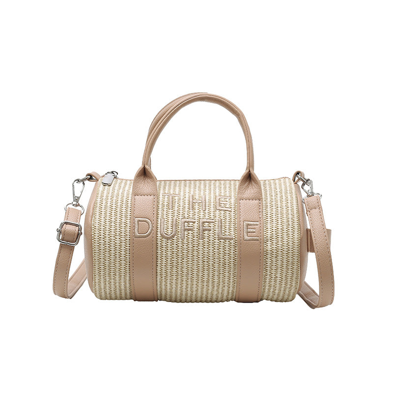 crossbody bag for women, large capacity, 2025 summer letter print, straw woven backpack, trendy shoulder tote bag