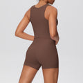 New arrival: cross-border double-sided brushed solid color breathable tank top and shorts yoga set - activewear two-piece for running and fitness