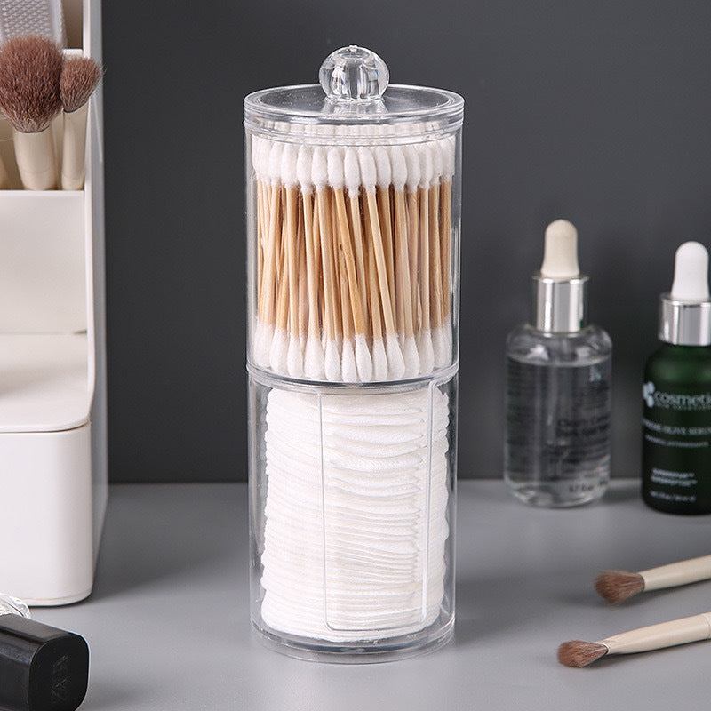 Cotton swab desktop cotton remover transparent acrylic storage box storage dresser dustproof puff finishing with cover