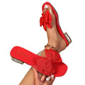 Women's plus size bow slippers -  new korean style transparent thong sandals with square toe, metal heel, and chunky heel