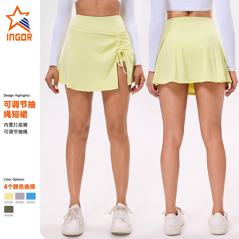 Summernew arrivalfashion tape two-piece high waist tennis skirt badminton golf breathable fitness half-length sports skirt
