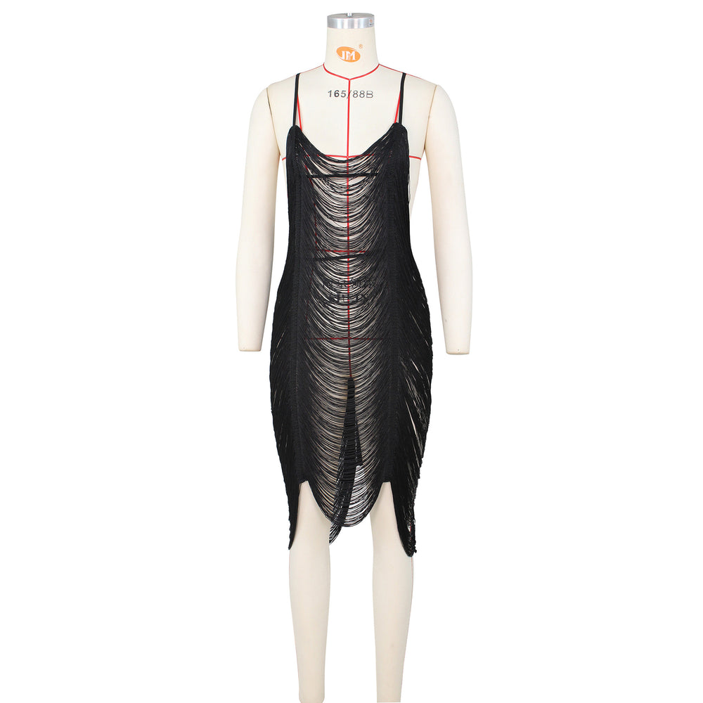 summer new arrivals: european and american style sexy cutout dress with tassel beach club skirt - direct from the factory