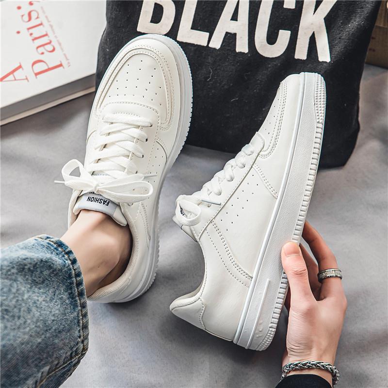 Men's white sneakers - spring breathable casual versatile shoes for teens - 2025 new student pure white athletic skate shoes