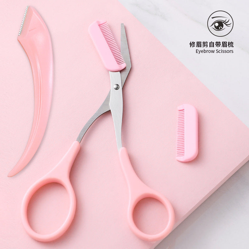 Colorful fenling eyebrow trimming suitoem beauty tools eyebrow trimming knife female eyebrow trimming scissors eyebrow scraper odm with eyebrow comb eyebrow shape