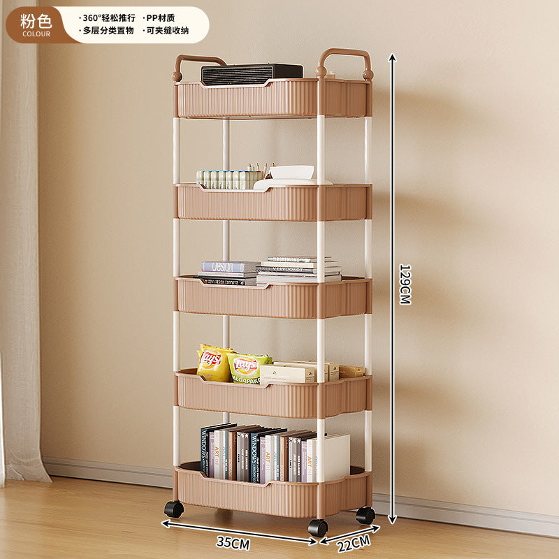 Movable coffee table snack cart cream style living room sofa side table mini bedside storage rack table