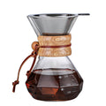 pour-over coffee maker set, diamond-shaped chemex sharing carafe, heat-resistant glassware for home use, with logo imprinting available