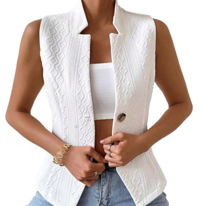 Women's versatile sleeveless blazer vest casual jacket button-up vest top cross-border fashion export vest
