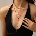 Customized diamond-encrusted cross necklace european and american retro jewelry trendy exaggerated niche stacked sweet cool clavicle chain