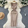 Xiaoxiangfengclassy contrast colorbows strappy long sleevesdress women's metal buckle waist slimming lookknitting short skirt