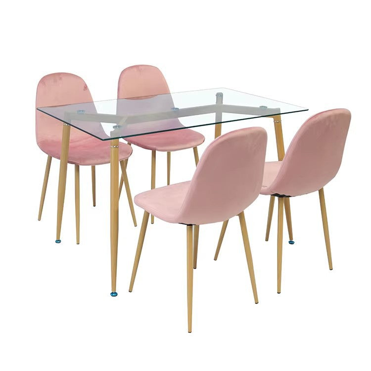 Modern minimalist clear glass dining table and chair set for home - compact, cross-border furniture set for small spaces