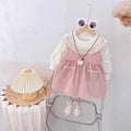 Baby girl autumn dress  new arrival: faux two-piece ruffle collar long sleeve princess dress - hot seller!