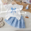 Girls' fashion set:  summer new arrival - stylish cartoon short-sleeve top and shorts two-piece outfit - wholesale supply