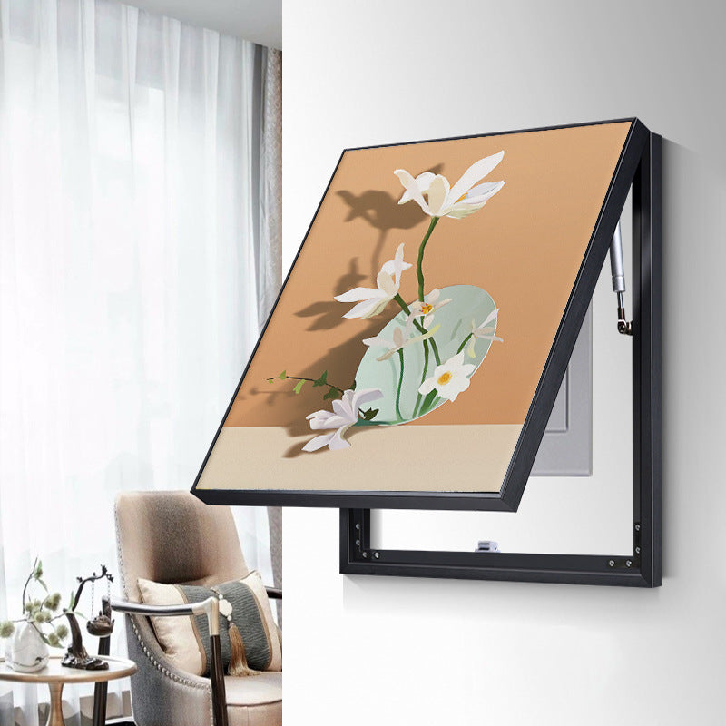 Nordic restaurant meter box decorative painting dining table wall vertical distribution box blocking painting living room aisle vertical painting