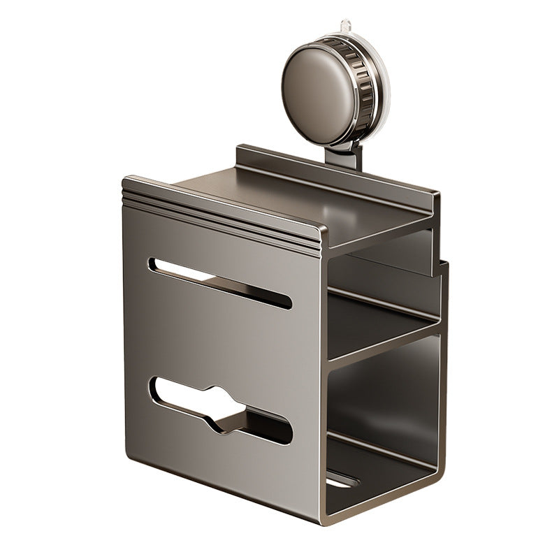 [Sample customization] Bathroom suction cup tissue box rack, toilet multi-function non-punching wall hanging storage rack