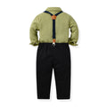 cross-border notice boyssuitlong sleevesprintingshirtoverallskids gentleman's dress first birthday costume