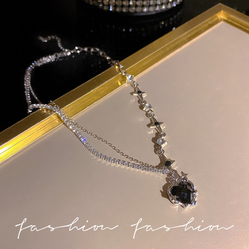 Korean ins style pearl zircon titanium steel necklace for women easiest for matchniche styleclassy sense clavicle chain fairy jewelry wholesale