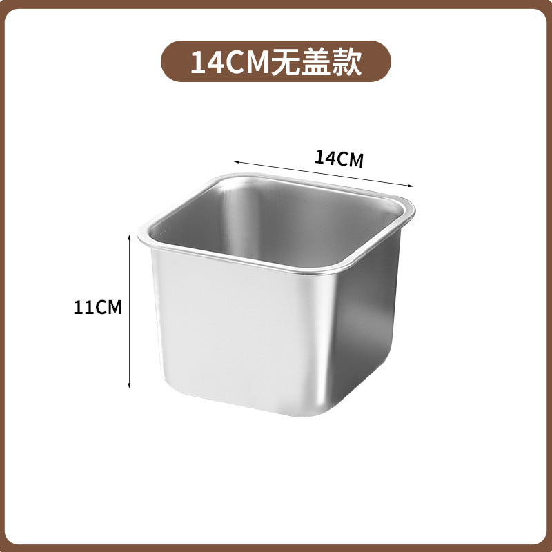 Stainless steel square container with lid - ideal for cafeteria, kitchen, seasoning, condiment, and commercial use - sauce dispenser, jam bowl