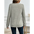 women's casual v-neck long sleeve knit top with decorative buttons - soft, comfortable cardigan shirt for everyday wear
