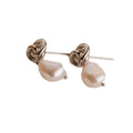 European and american cross-border fashion pearl pendant earrings, vintage knotted earrings, unique design, simple and versatile jewelry