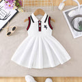 Children's clothing baby girl white sleeveless dress spring summer small horse embroider pattern vest