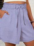 Amazon shorts women's  summer new european style high waist tie-waist versatile loose wide leg pants comfortable casual