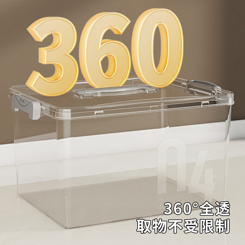 Customizable color Cross-border transparent storage box PET household moving sundries Bedside storage box Thickened storage box