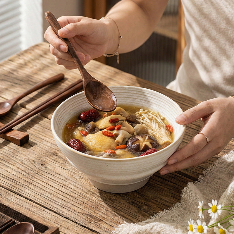 Japanese-style stoneware rice bowl ceramic soup bowl unique creative tableware household dinner bowl retro dessert & salad bowl