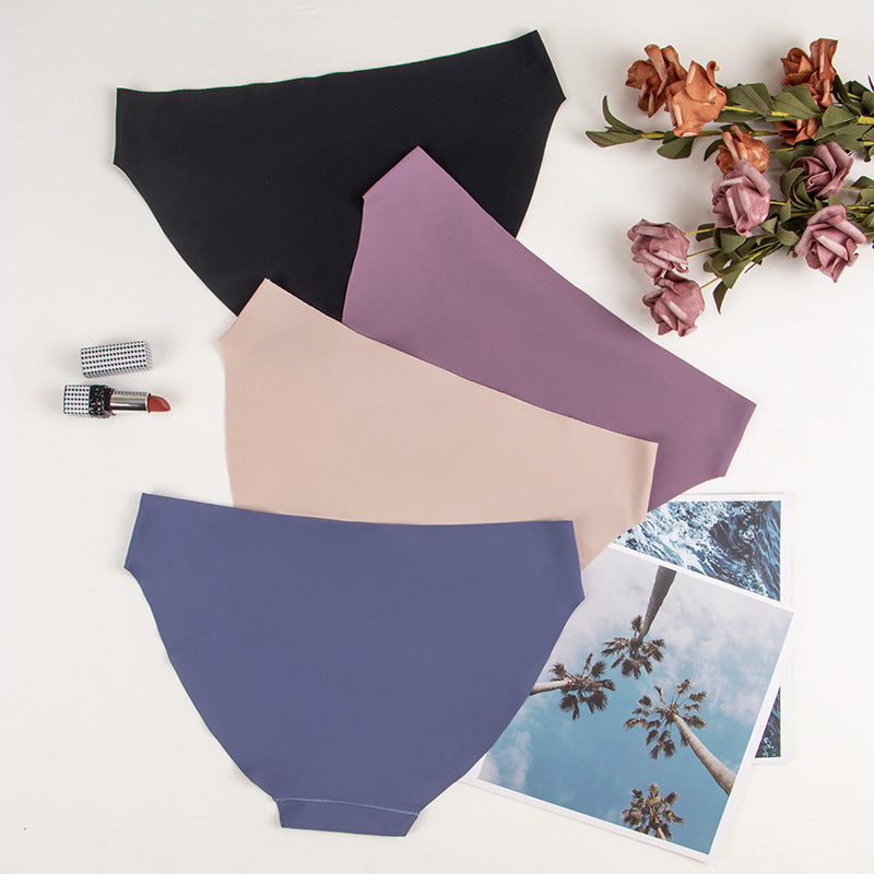 fashion exclusive breathable ice silk seamless high-elastic underwear female sexy low-waist pure cotton bottom crotch seamless underwear