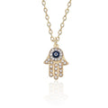 Gold-plated hand chain with rhinestone accents - vintage-inspired pendant featuring an eye and palm design - wholesale from manufacturer
