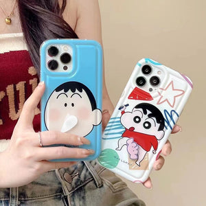 Photo frame airbag compatible with apple 16 pro, cartoon shin-chan soft case, iphone xr rotating snot phone protective cover