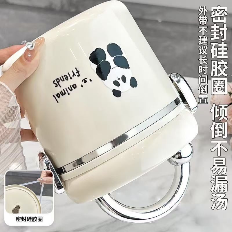 Insulated lunch box 304 stainless steel office workers can be heated in microwave lunch box students kids meal hot pot bowl