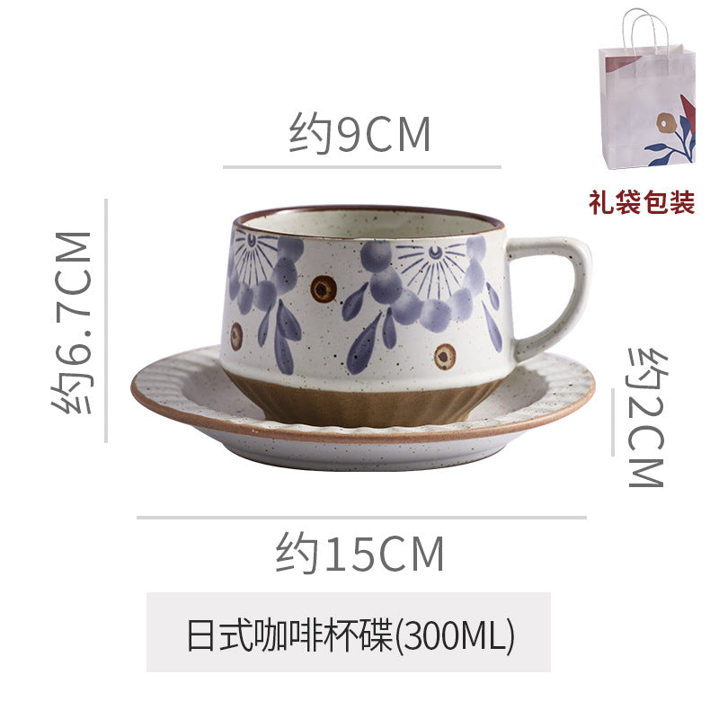 Classyretro coffee cup and saucer suit creative stoneware latte art cup for home high-end exquisite mug and saucer