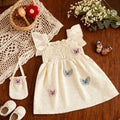 Girls' ruffle sleeve butterfly bag dress