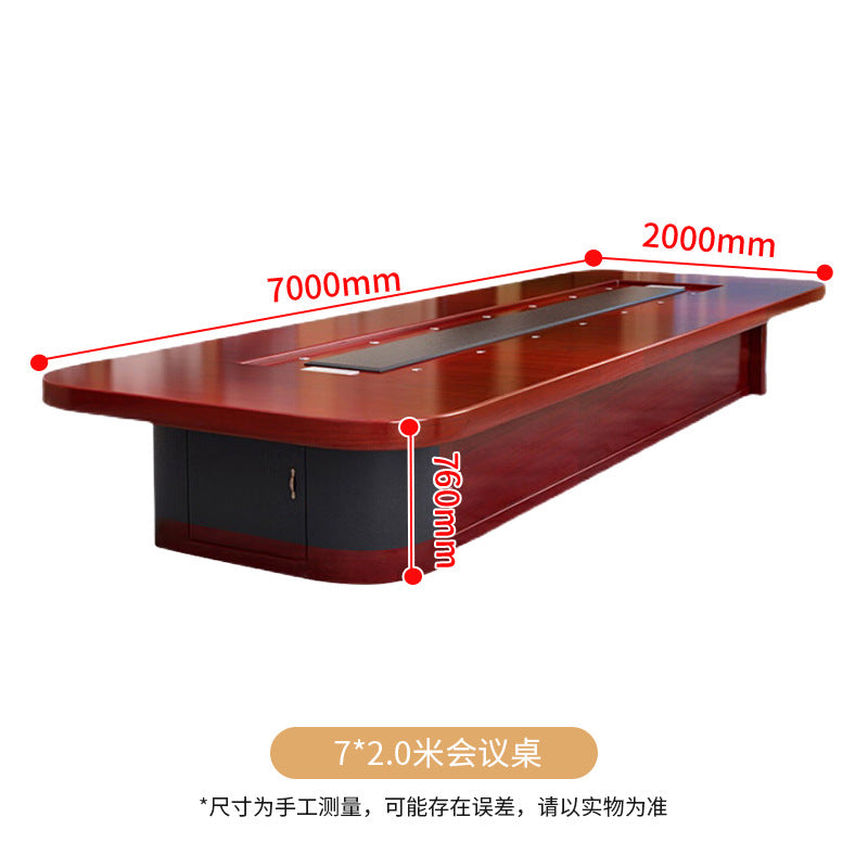 Saint li paint conference table with solid wood veneer, large oval negotiation table and chair set for corporations