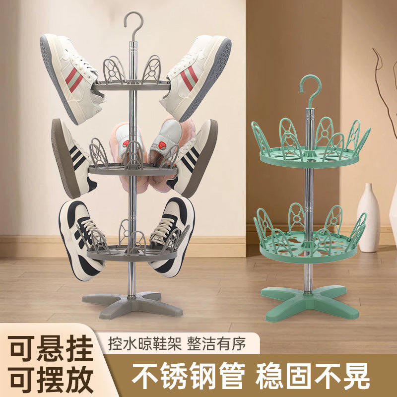 Shoe rack outdoor balcony multi-layer household simple slippers hanger rotating shoe rack floor drying shoe plastic drying rack