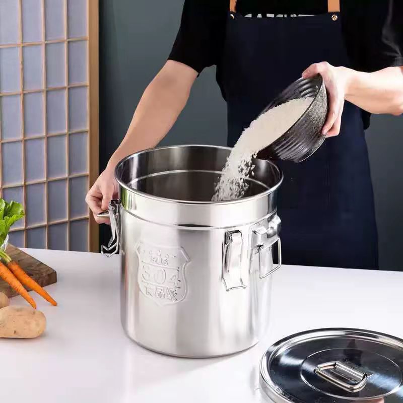 Stainless steel barrel, hotel 304 stainless steel sealed rice barrel Thickened large-capacity storage barrel Brewing barrel, sealed barrel